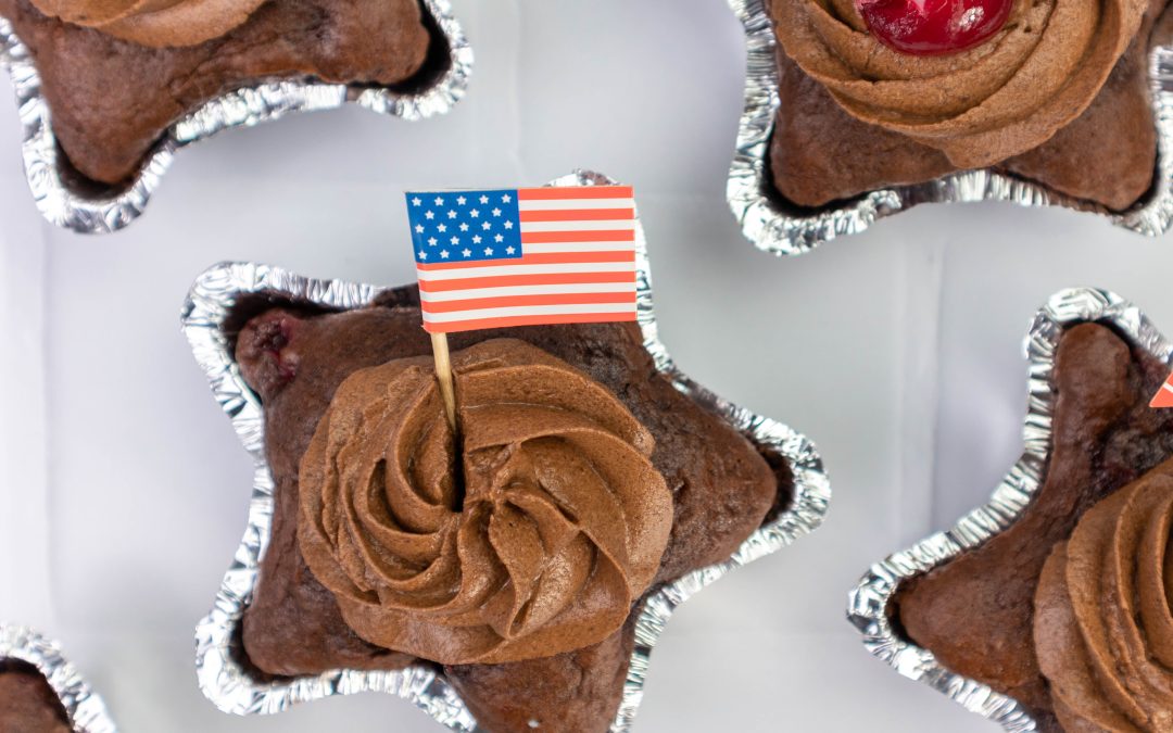 Celebrate Team USA and the Olympic Closing Ceremonies with Delicious Chocolate Cherry Cupcakes